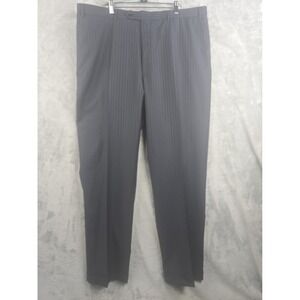 Canali Dress Pants Mens 40x33 Black Wool Pleated Trousers Striped
